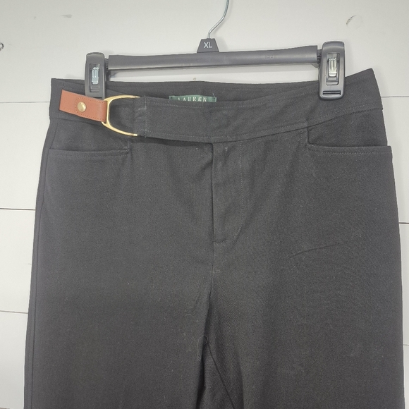 Ralph Lauren Woman's Black Pants with Brown Belt - Picture 2 of 7